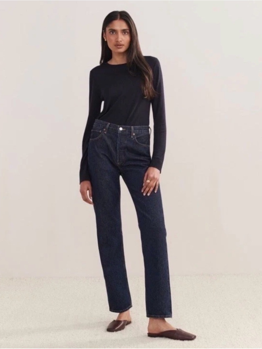 Agolde 90’s Pinch Waist High Rise Straight Leg Jeans Size 24 Dark Wash Buttonfly